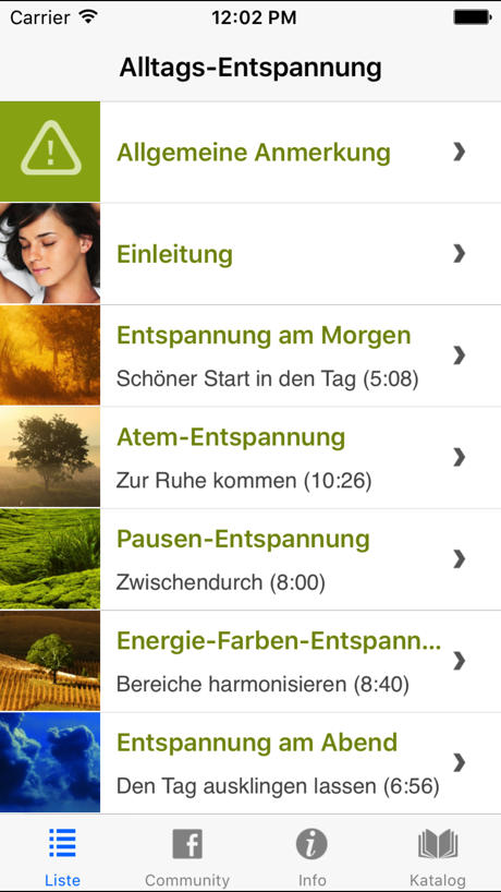 Listenansicht, Infos